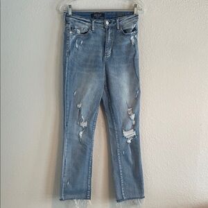 Judy Blue Light Blue Distressed Boyfriend Fit Jeans